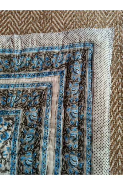 Single Reversible Quilt - Blue and Grey Floral design  - P-SQ-303(b)